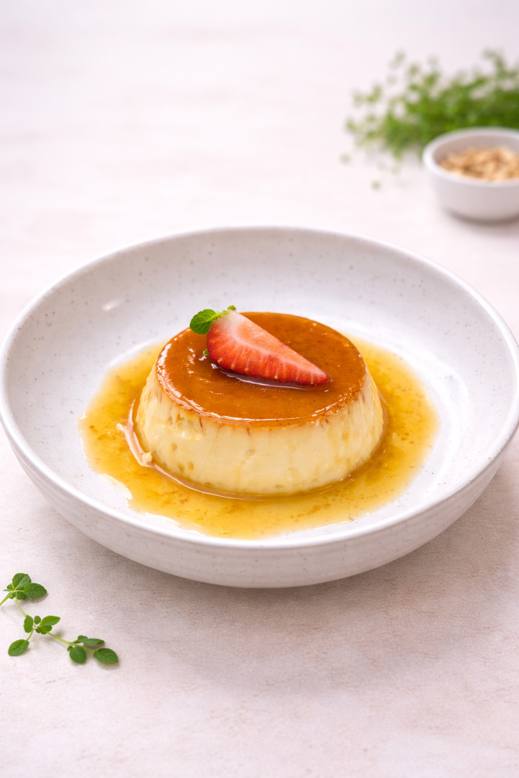 Crème caramel s lesklým karamelom